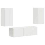 Set di Mobiletto da TV a Parete 4 pz | Armadietto TV | Mobile Porta TV Bianco Legno multistrato