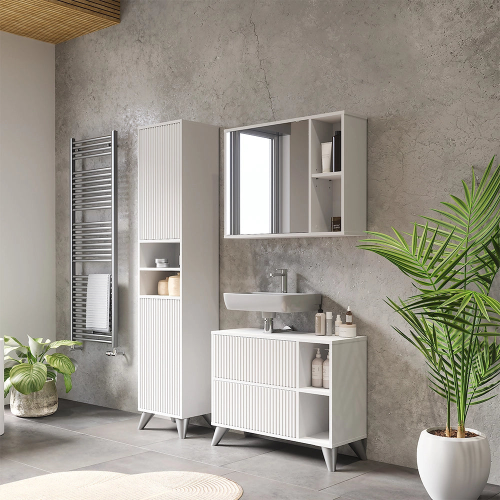 Vicco Set di mobili da bagno Bianco 80 cm, set 3