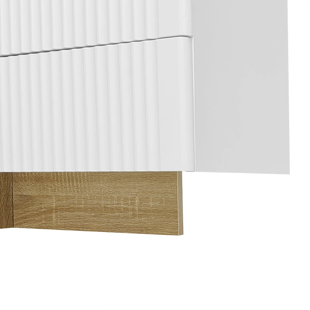 Mobile TV 190x35x45 cm con 3 ante e 2 cassetti in MDF; bianco e oro