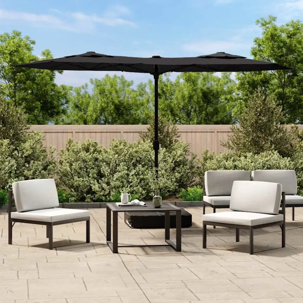 Ombrellone a Doppia Testa-Ombrello da giardino Nero 316x145 cm