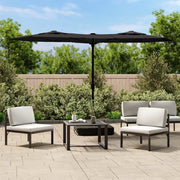 Ombrellone a Doppia Testa-Ombrello da giardino Nero 316x145 cm