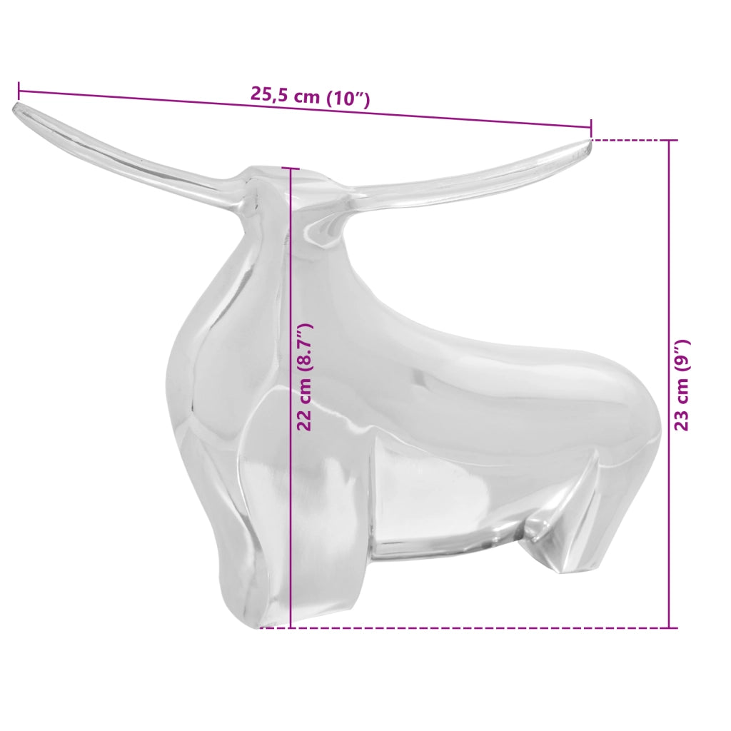 Scultura di Toro  Argento 37x44x17 cm in Alluminio