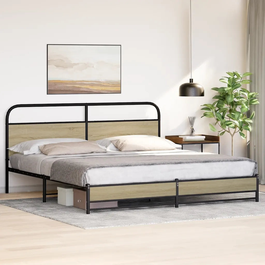 Giroletto senza Materaso in Metallo Rovere Sonoma 180x200 cm 3318689