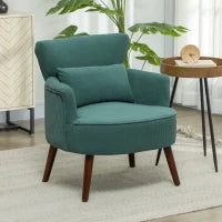 Poltroncina con Braccioli Moderna, Imbottita con Cuscino Lombare, Gambe in Gomma, Verde Scuro