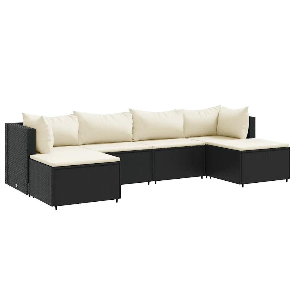 Set Mobili da Giardino 6 pz con Cuscini in Polyrattan Nero 3308240