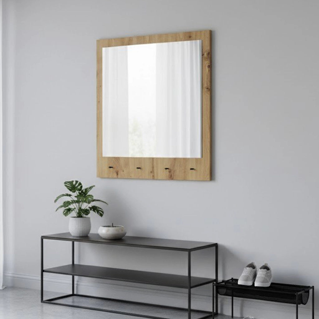 Cherasco, Specchio Forma Rettangolare, 78x76h cm Marrone Rovere Nodi