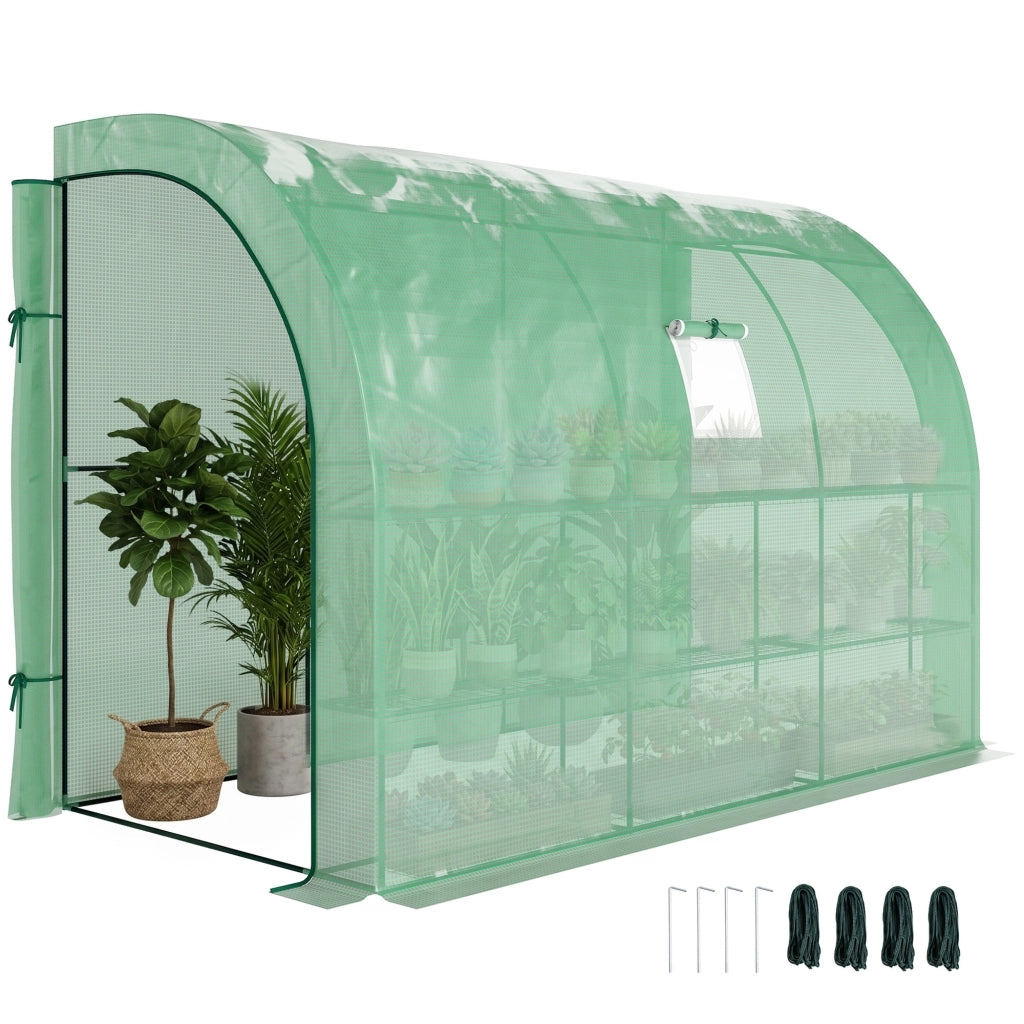 Serra da giardino ¨C zephmum ¨C verde, plastica, 3 ripiani, porte a zip