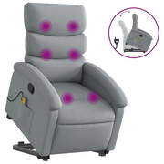Poltrona | Sedia Relax Alzapersona Massaggi Reclinabile Grigio Chiaro Tessuto