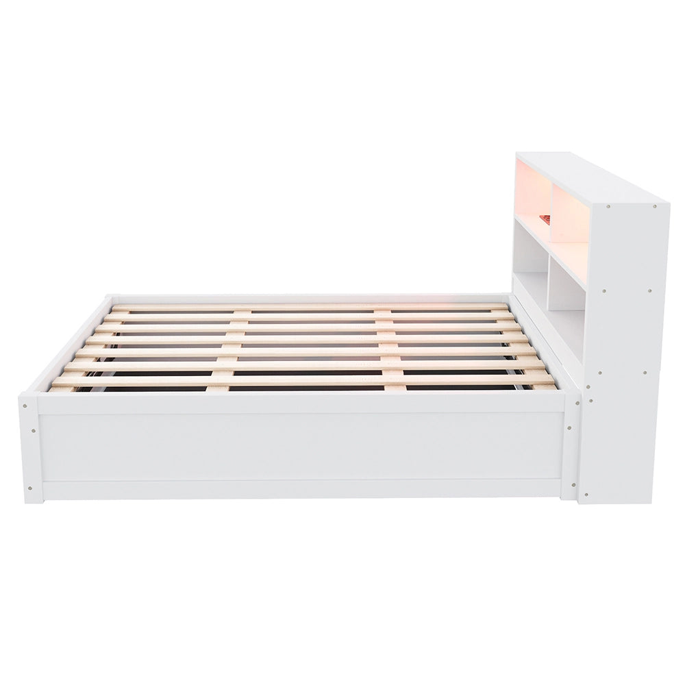 Divano letto-Xylo-90x200 cm-LED, multipresa, legno bianco