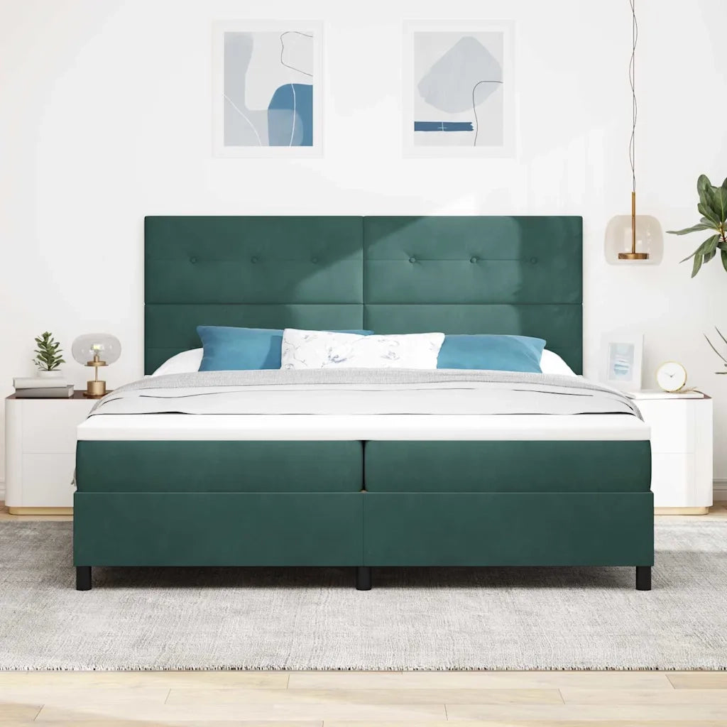 Letto a Sorgente LED Verde Scuro 200 x 200 cm Velluto 3343337