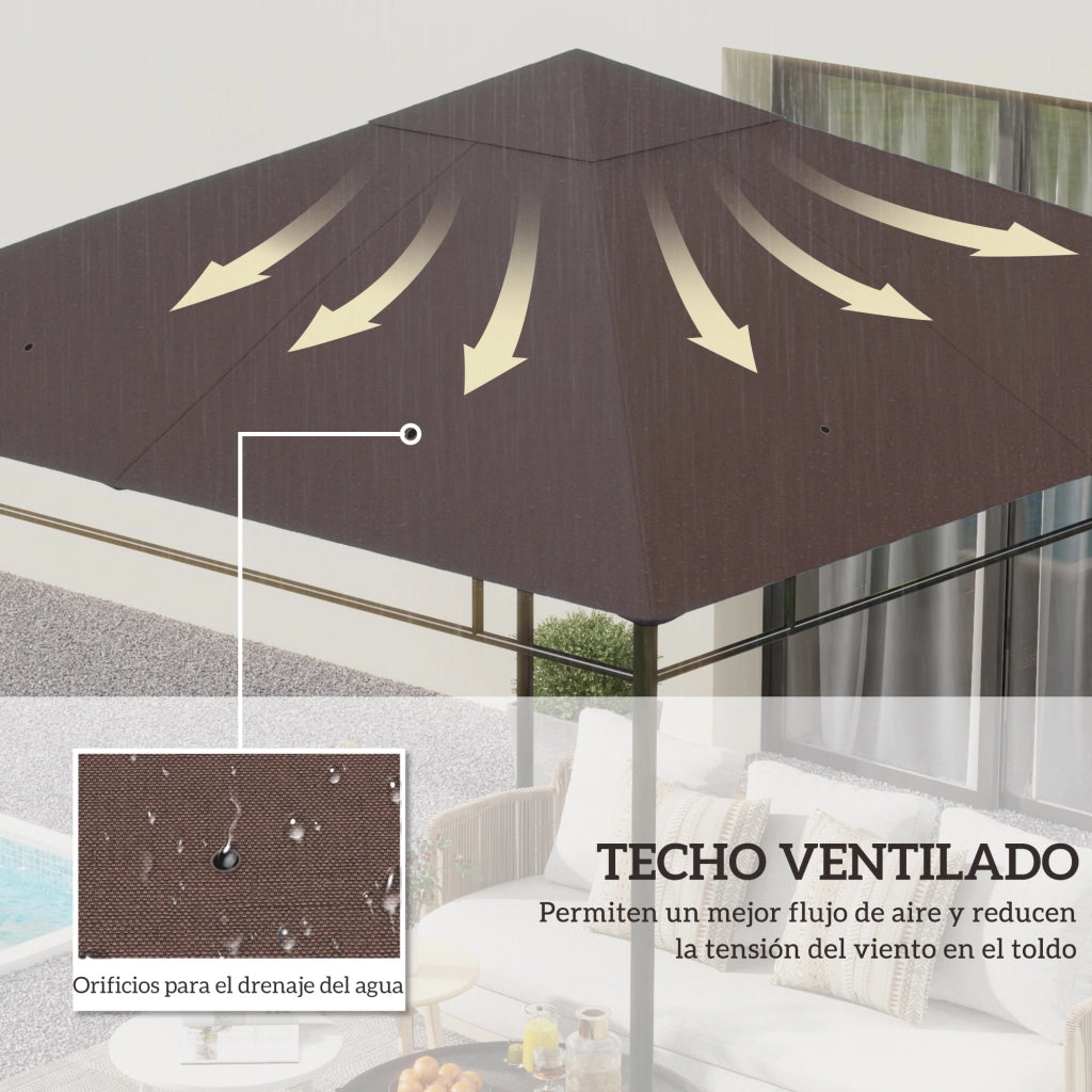 Tenda da giardino ¨C zephmum ¨C tessuto poliestere 180 g/m2 3x3 m marrone