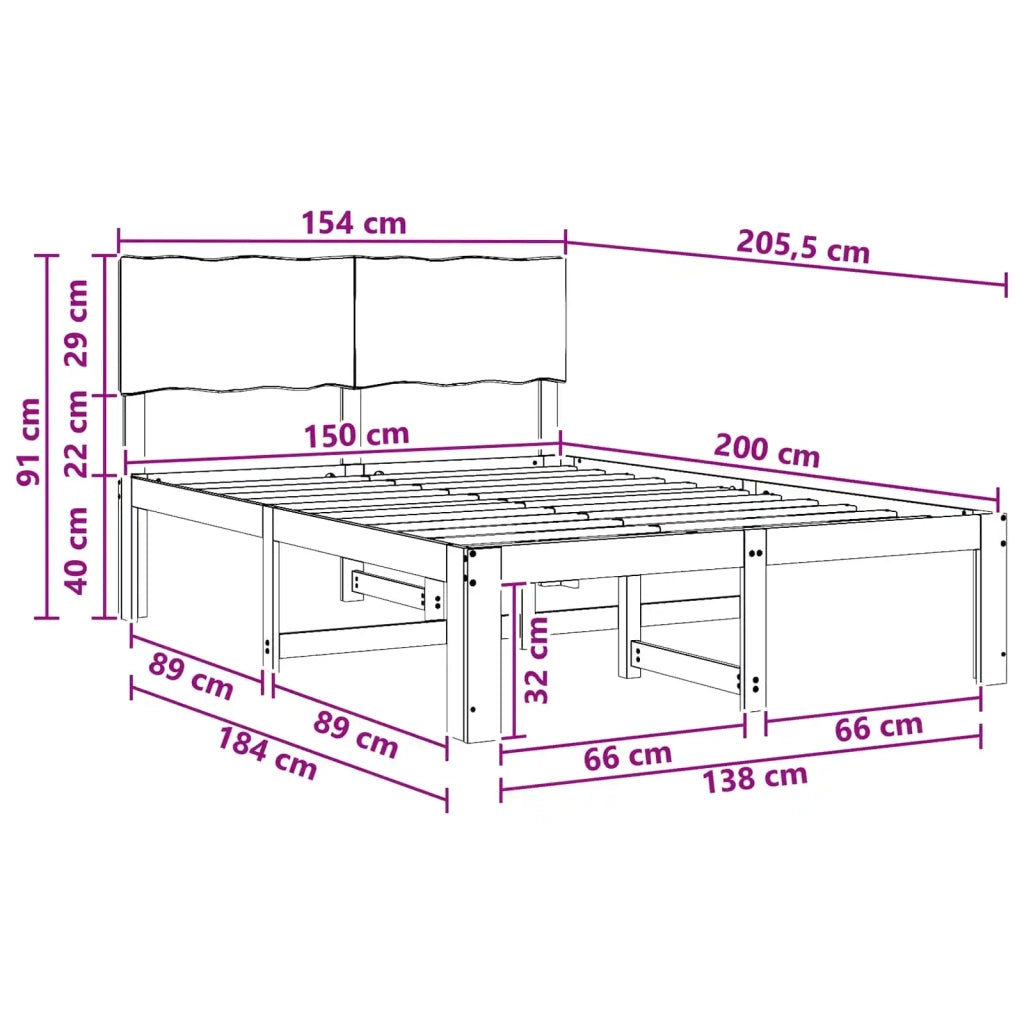 Letto matrimoniale con testiera ROSTOCK Naturale 150 x 200 cm 3405429
