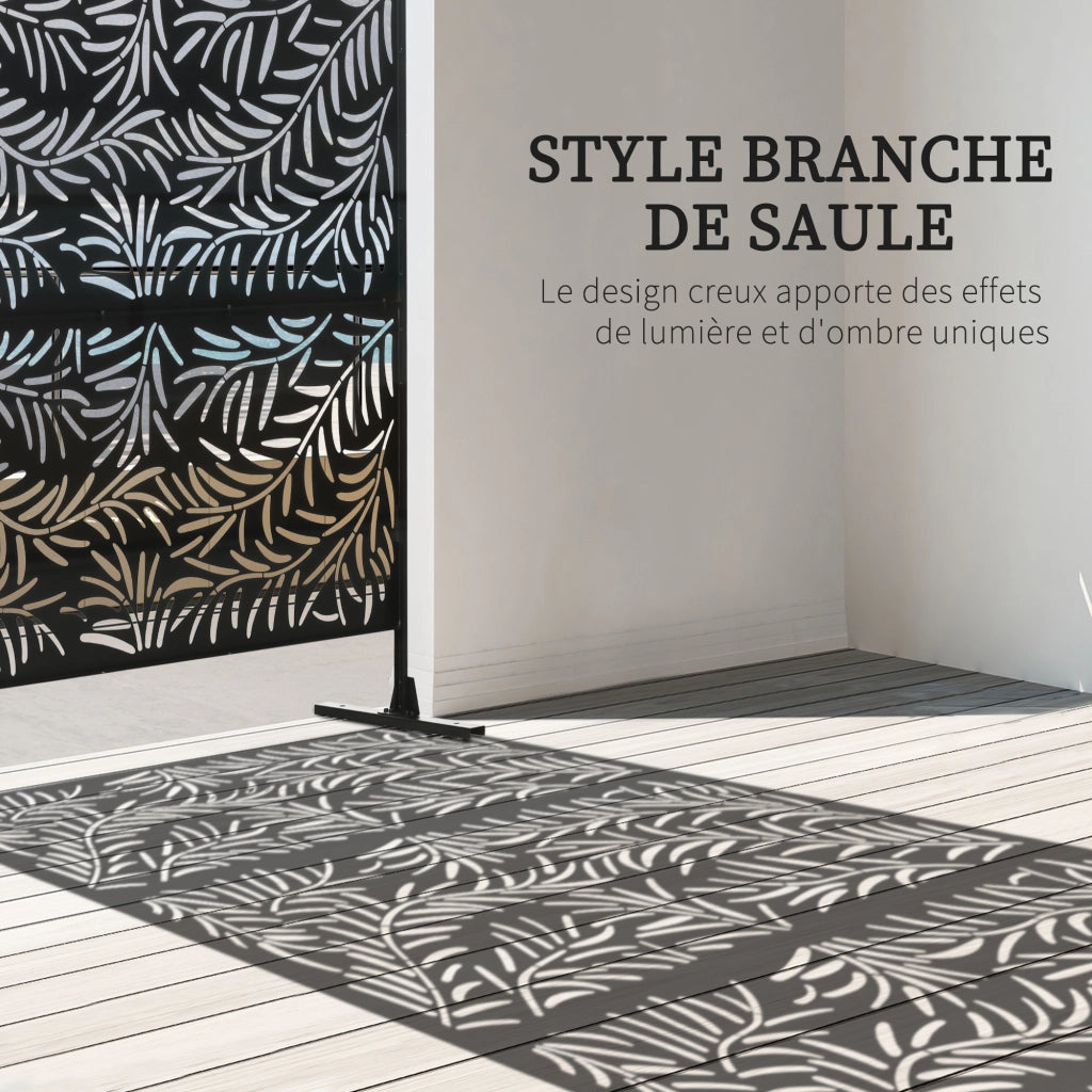 Pannello decorativo separ¨¦ esterno ¨C Xylo ¨C acciaio nero motivo salice 122x45x198 cm