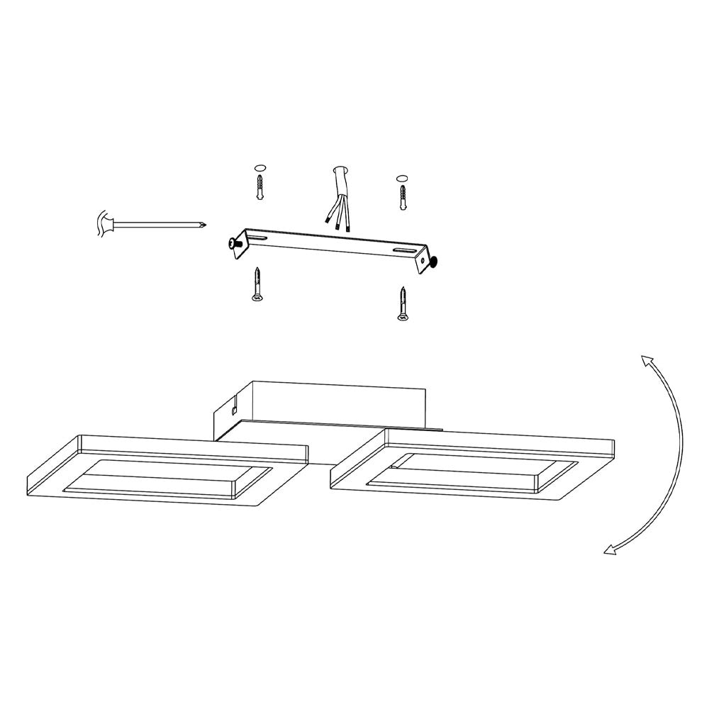 Plafoniera a Led con 2 Quadrati Moderni Nickel Huerta Eglo