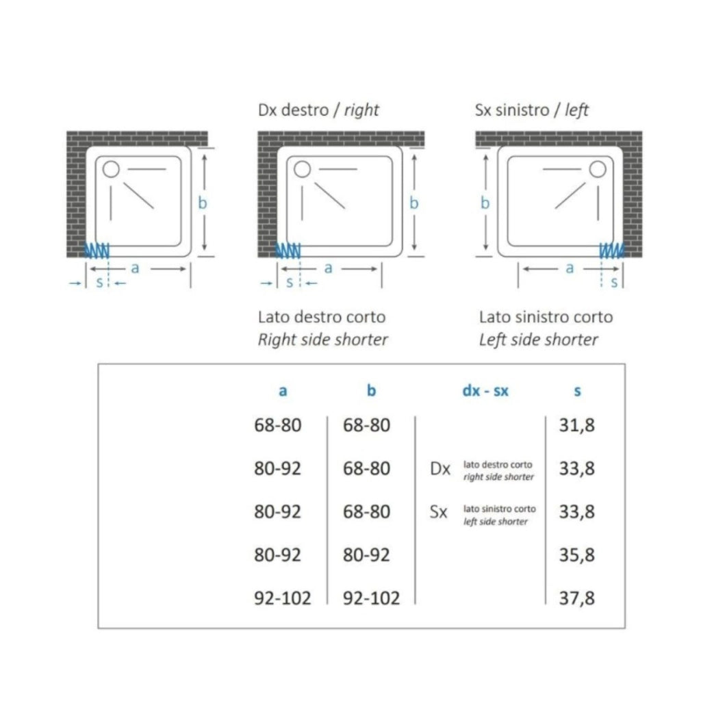 Box doccia a soffietto a due lati in pvc guide estensibili aperture reversibili *** misure 92-102 x 92-102 cm, confez...
