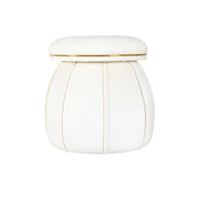 Pouf imbottito Corin in velluto avorio e oro