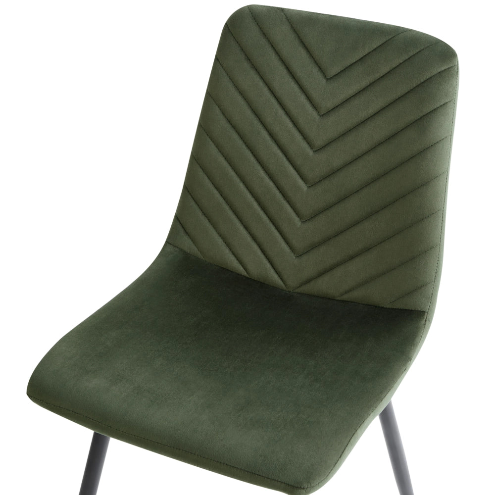 Set di 4 sedie da pranzo in velluto per la sala da pranzo gambe in ferro verde oliva stile elegante