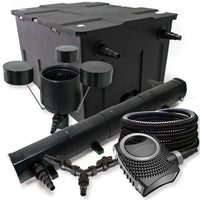 Set Filtro 60.000l Chiarificatore laghetto 72W Pompa NEO10000 80W Tubo 25m Skimmer