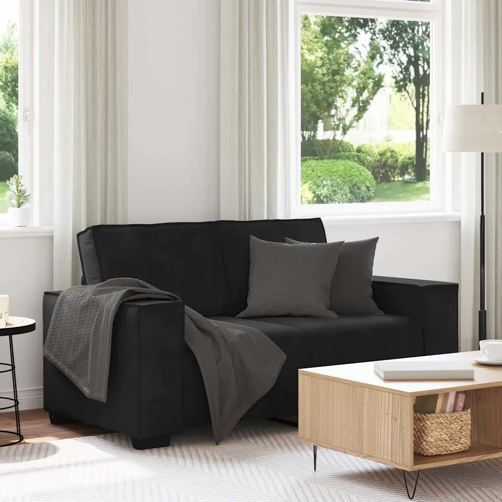 vidaXL Divano a 2 Posti Nero 120 cm in Velluto