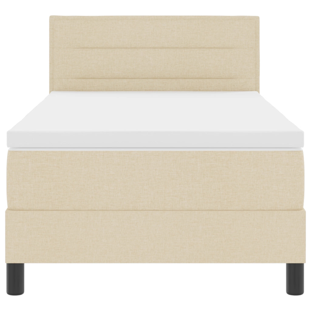 letto box spring con materasso e LED crema 100x200 cm in tessuto
