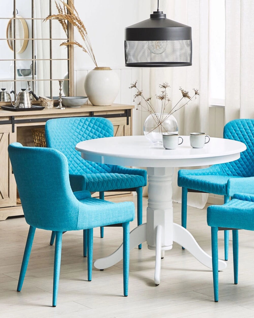 Set di 2 sedie da pranzo con rivestimento in tessuto blu stile eclettico glamour