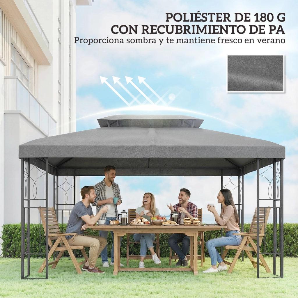 Toldo 4x3 m ¨C zephmum ¨C Grigio con Protezione UV e Drenaggio