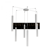ROUND TUBE SOSPENSIONE 6 LUCI GRIGIO CAVO CM.250 CON BASE 1174-S6-GR