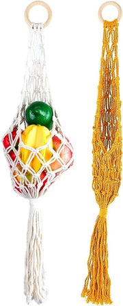 Fruitiera a Sospensione in Macramé - Corda di Cotone per Sospensione Fruiti - Contenitore di Rifornimento per Frutta e Verdura