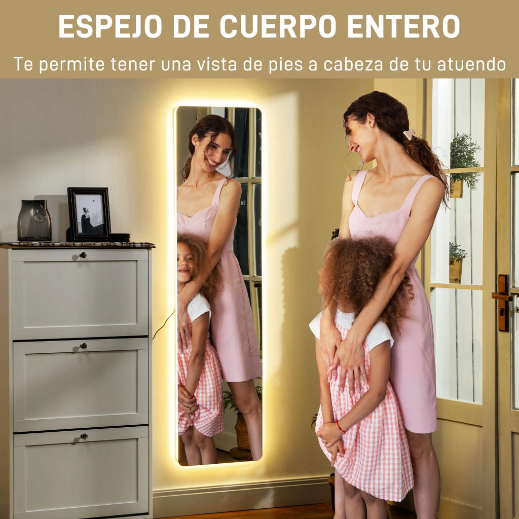 Specchio da Terra con Luce LED ¨C Xylo ¨C 150x40 cm, 3 Colori, Funzione Memoria