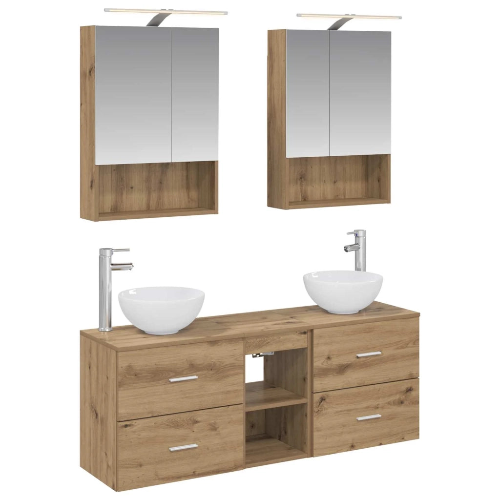 Set di Armadi da Bagno 5 pcs Rovere Artigianale 3406686