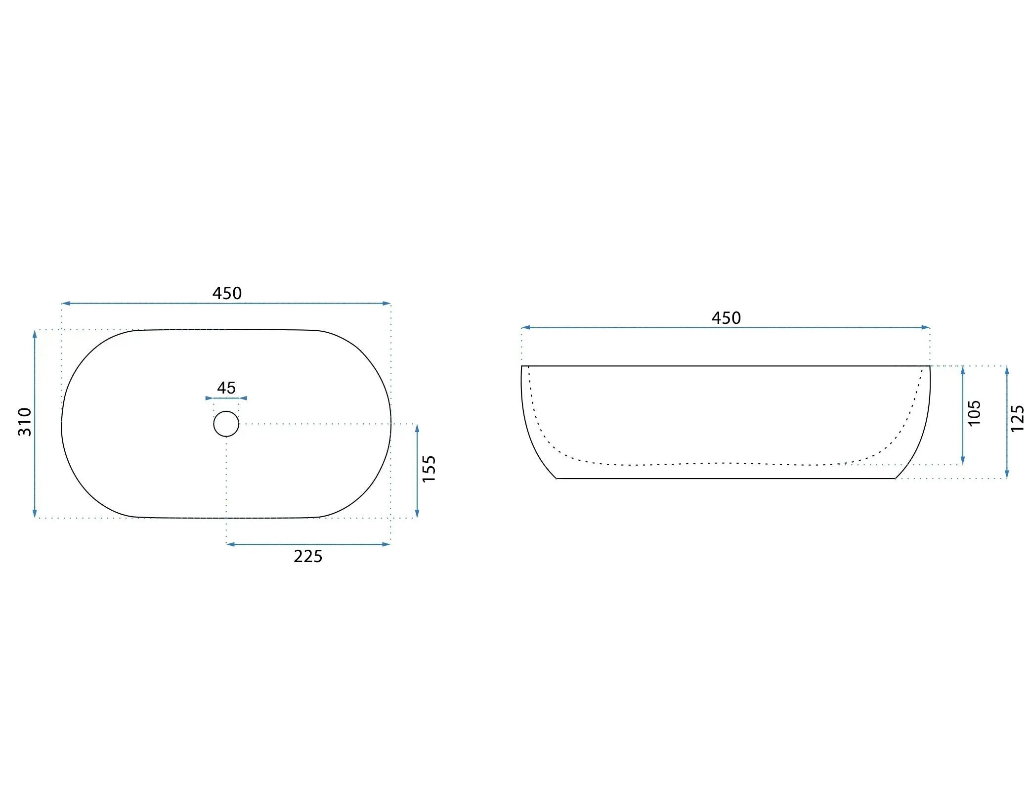 Lavabo Da Appoggio Rea Amelia 45