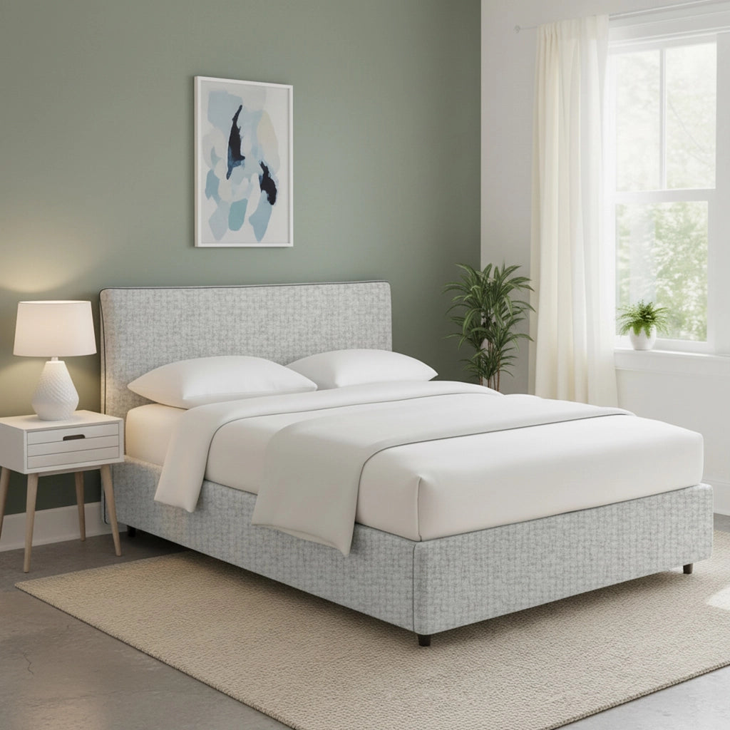 Tipton, Letto Matrimoniale Sfoderabile Made in Italy, Grigio Chiaro