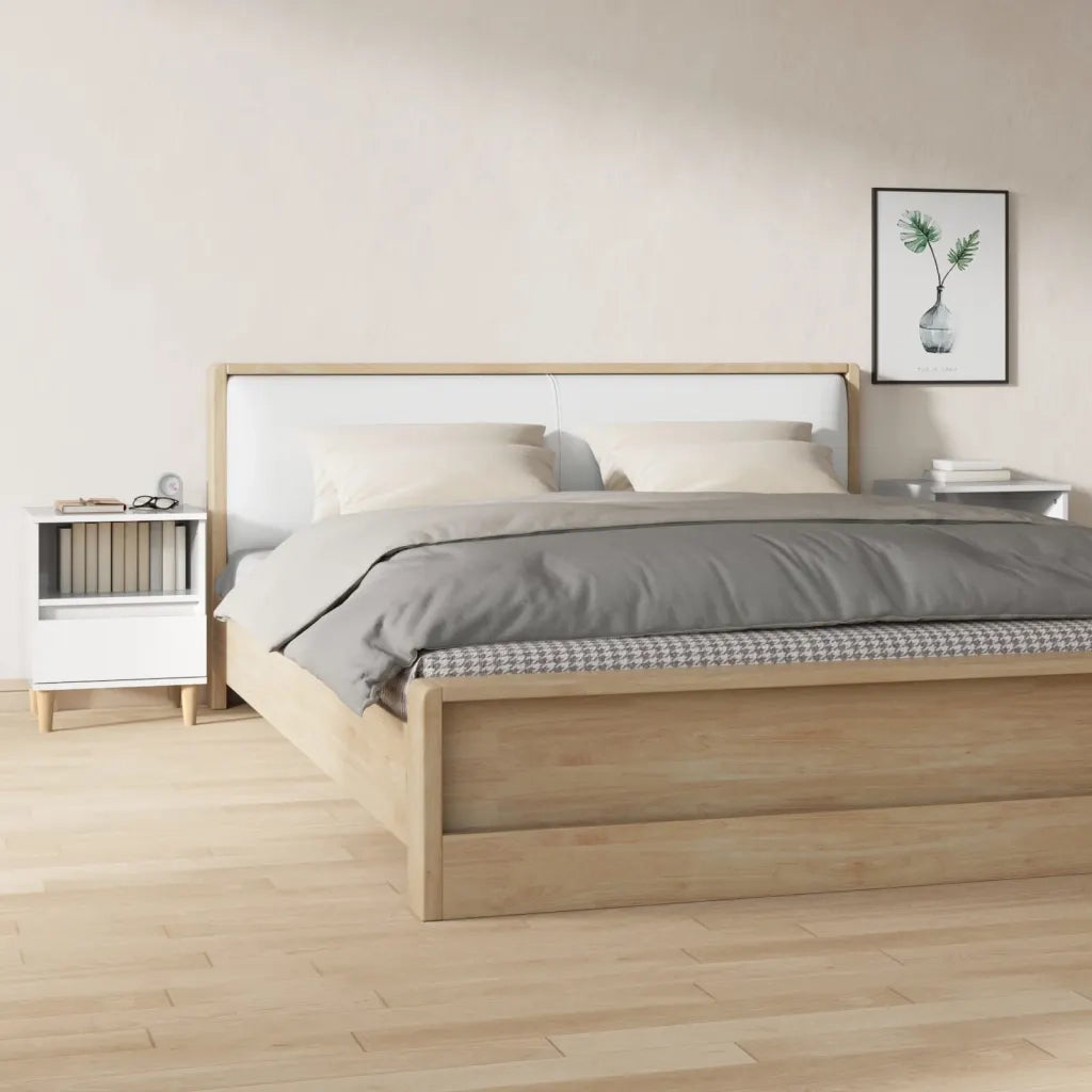 Comodini 2 pz-Set di 2 Tavolino da notte in Bianco Lucido 40x35x50 cm 745409