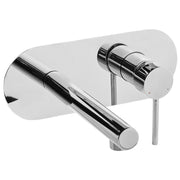 Rubinetto miscelatore da lavabo a parete in ottone color argento con singola maniglia