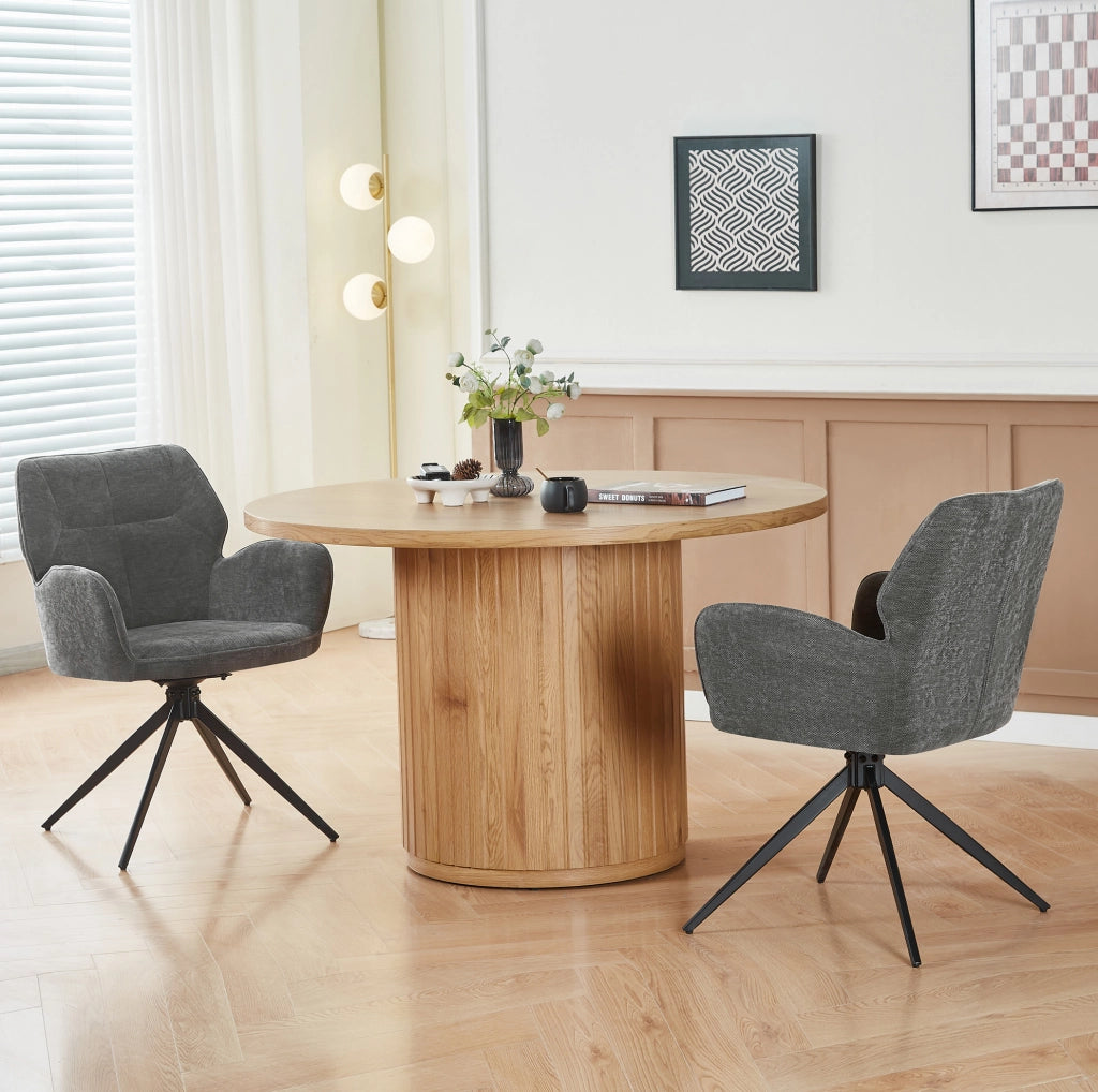 Set di 2 sedie girevoli in ciniglia grigio scuro