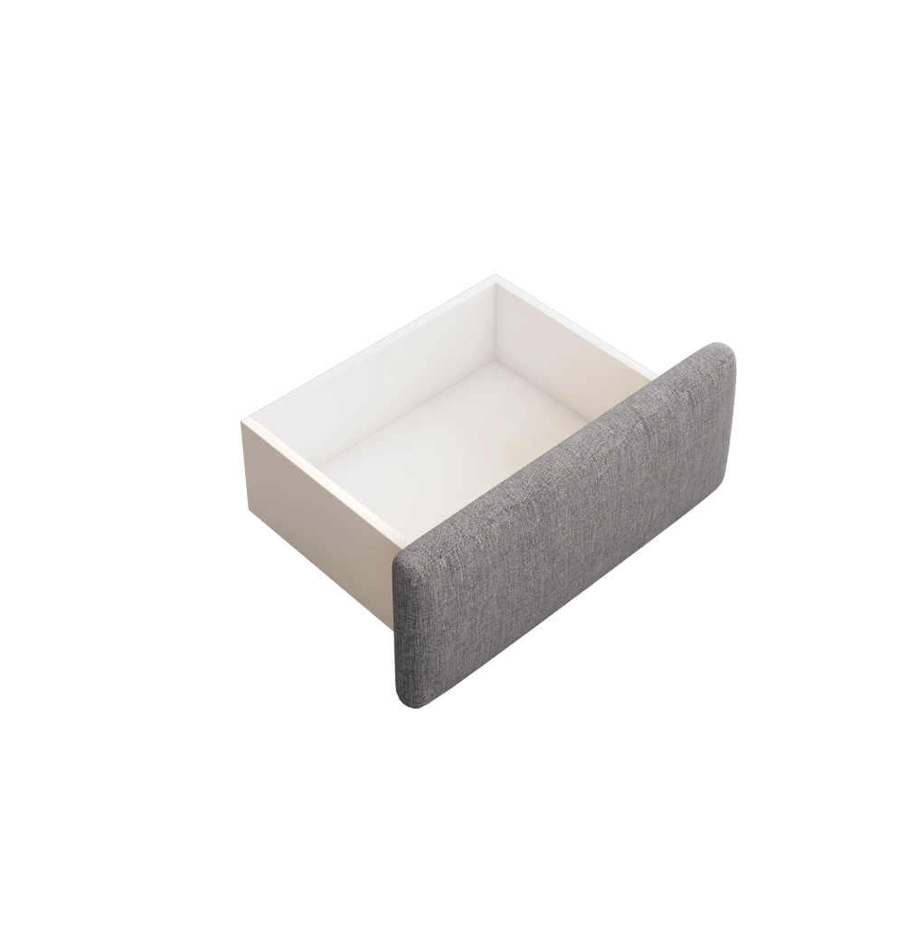 Letto imbottito 140x200 cm grigio con contenitore idraulico e 2 cassetti