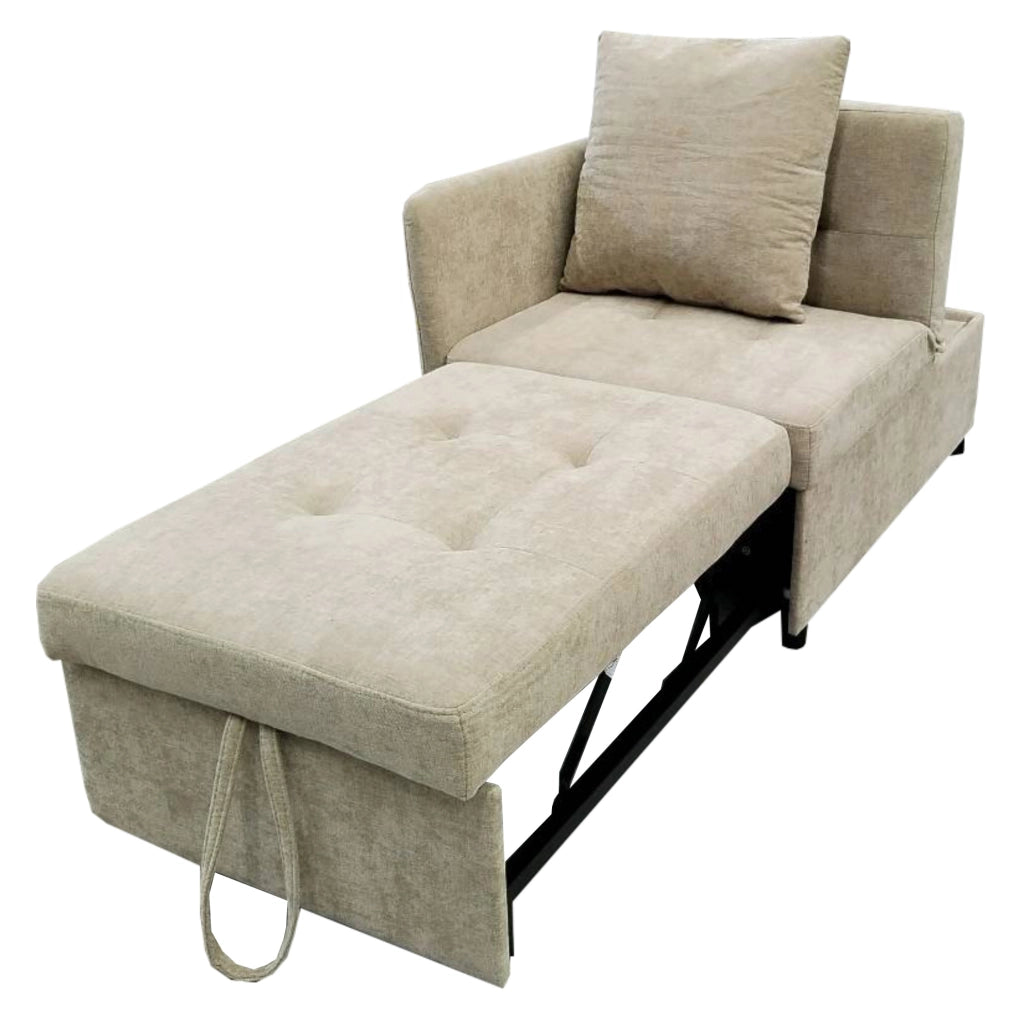 Divano letto 3 in 1 beige con schienale regolabile