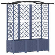 Fioriere | Cassetta per fiori | Letto Rialzato con Griglia e Tetto Grigio 163 x 40 x 141 cm PP