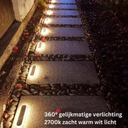 Lampada Solare Esterna, 4 Pezzi IP68 Impermeabile, Illuminazione Esterna - 2700K, Accensione/A spegnimento Automatico, Illuminazione a Senso di Luce Solare, Illuminazione dei Piazzali - Classe Energetica A+++