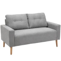 Divano 2 Posti Moderno in Stile Nordico con Schienale Trapuntato, in Poliestere e Legno, 145x76x88 cm, Grigio chiaro