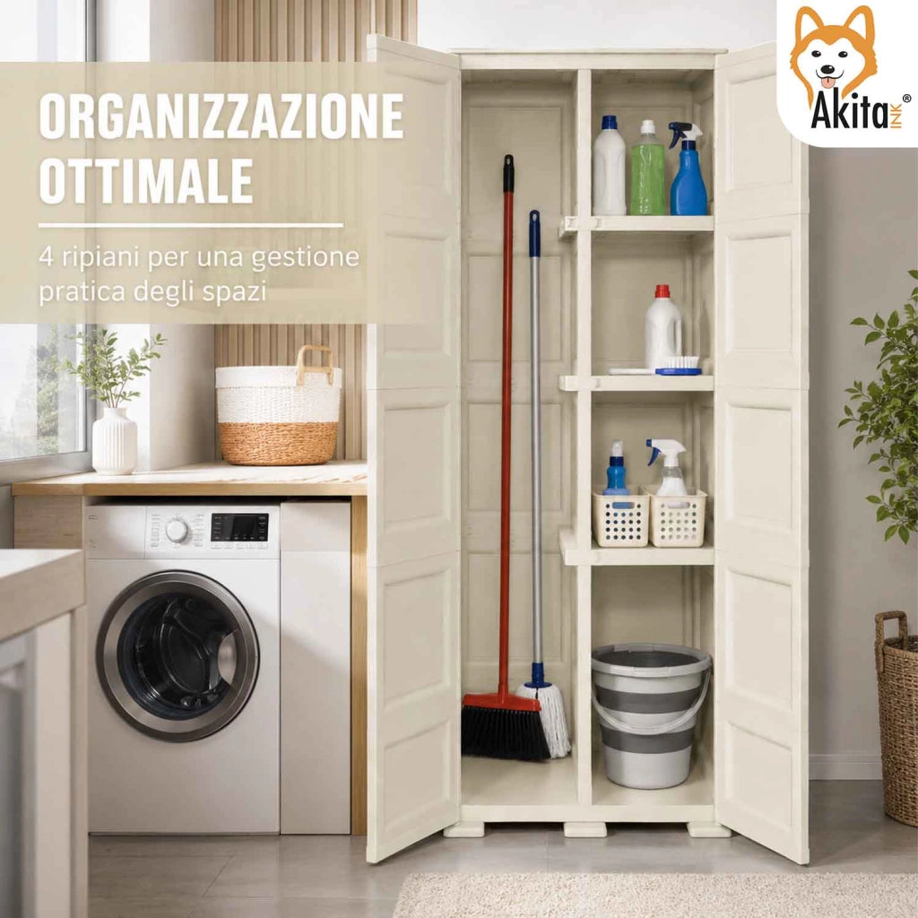 Akitaink Armadio Portascope Omnimodus con 4 Ripiani Panna