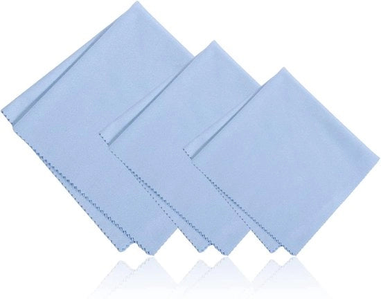 Set di Pulizia per Strumenti Musicali - Panno Microfibra Zucchero Universale per Chitarra, Violino, Pianoforte, Ottone, Tromba, Sassofono, Flauto (Blu) - Set da 3