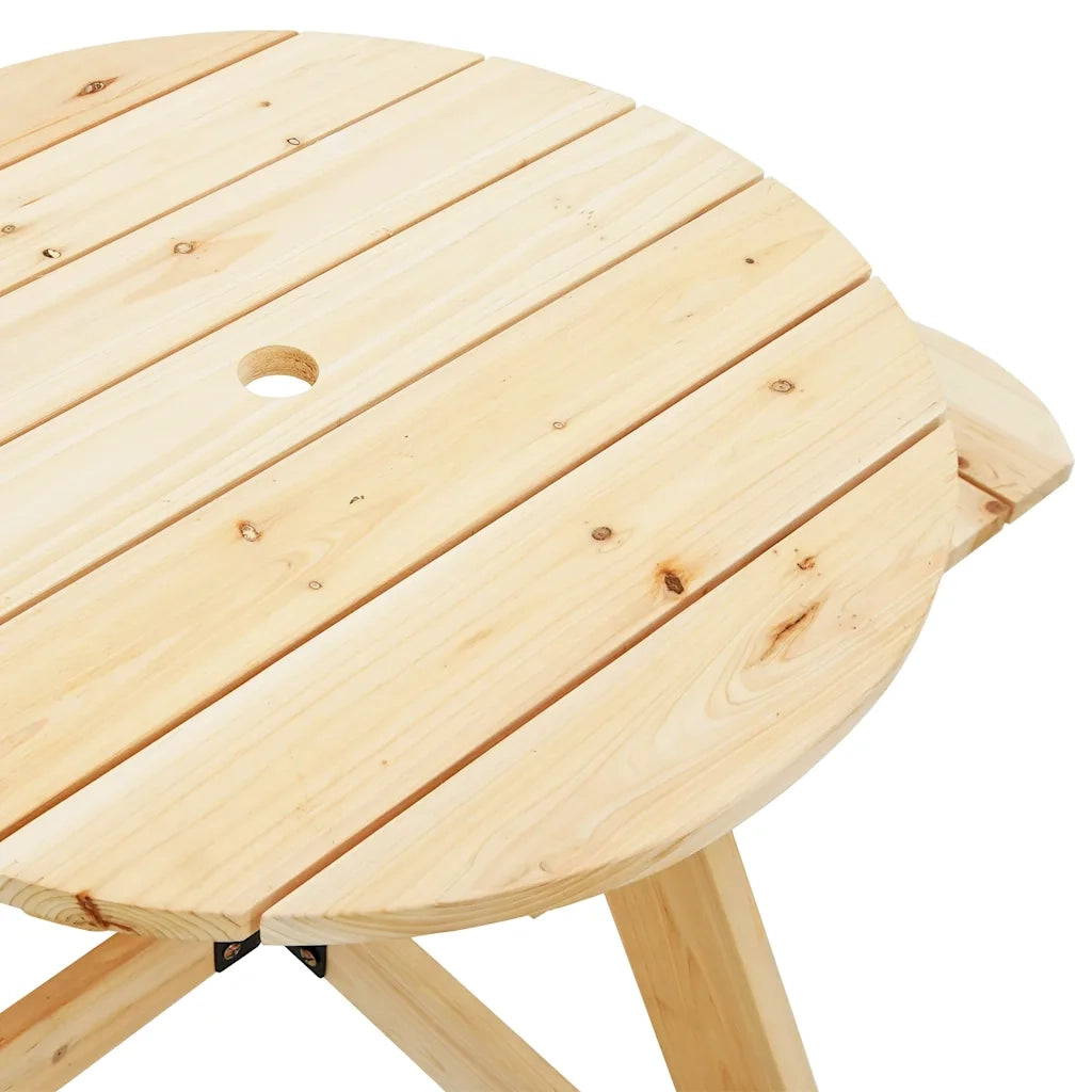 vidaXL Tavolo da Picnic per 4 Bambini Rotondo con Foro in Legno Abete
