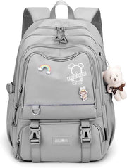 Borsa per bambini Borsa scolastica Borsa per bambini Borsa per viaggi esterni Borsa casual con inserto morbido Hanger impermeabile Nylon, grigio, L