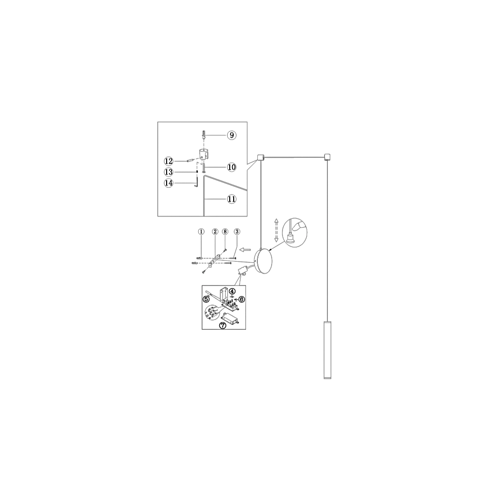 Lampada a sospensione decentrata Prado nero opaco - Fabas Luce - LED 6,5W dimmerabile - Montaggio con decentramento