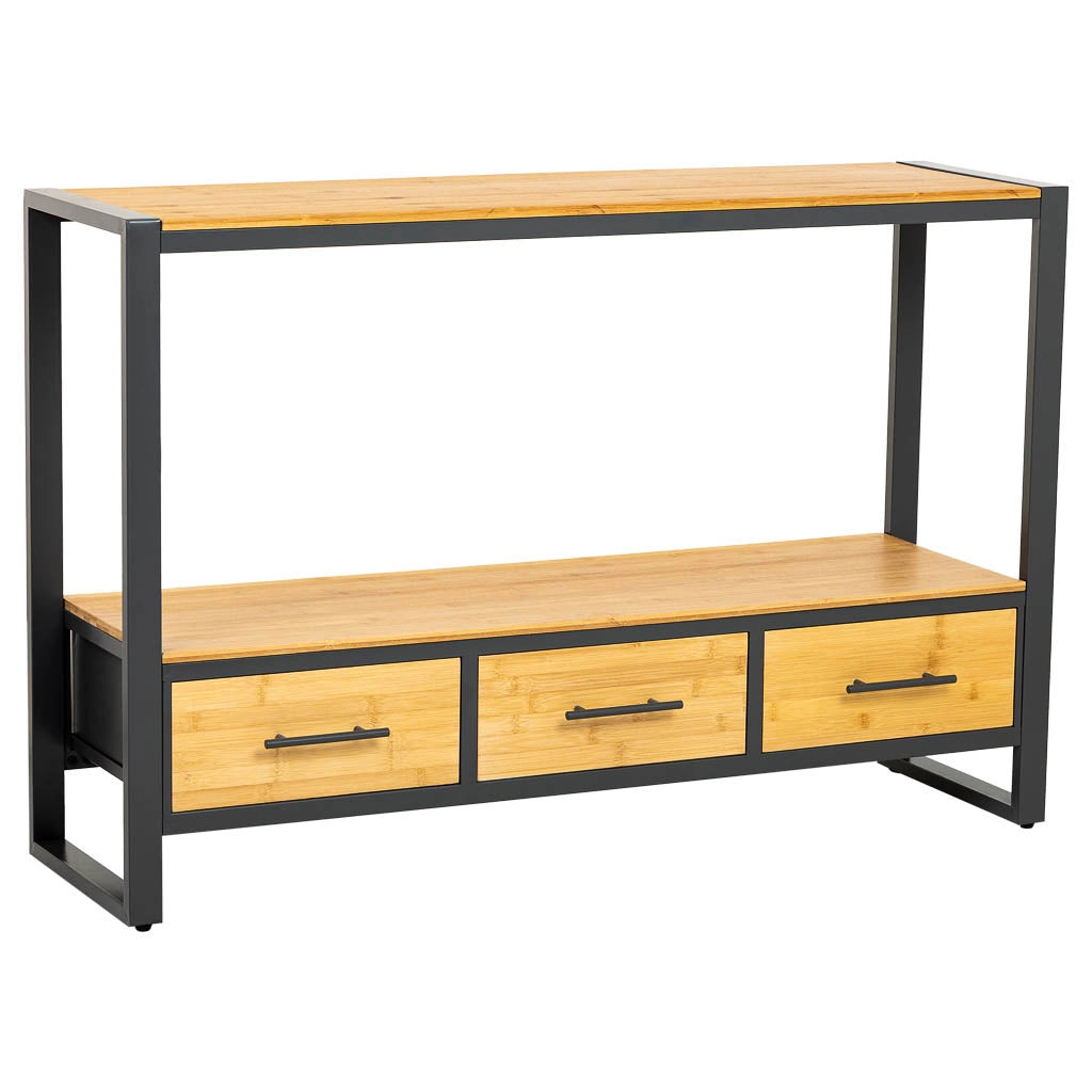 Mobile da ingresso in metallo e legno con 3 cassetti 120x35x79,5h cm