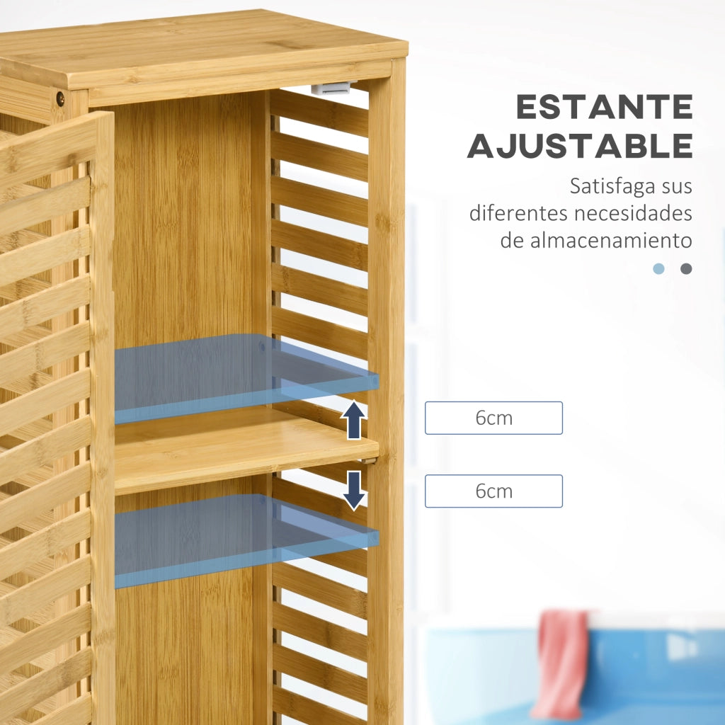 Armadietto da Bagno in Bamb¨´ con Ripiani Regolabili ¨C zephmum ¨C 30x19,9x70 cm Naturale