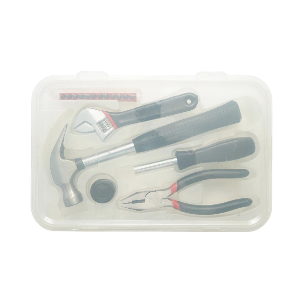 Kit di attrezzi e utensili combinati con martello, pinze, chiave regolabile, cacciavite e punte, 17 pezzi