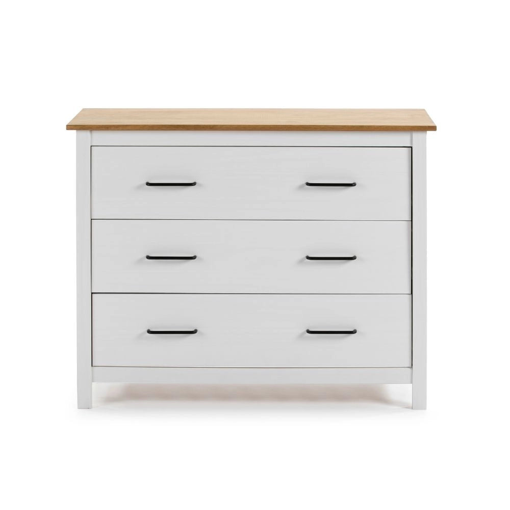 Comò Miranda in legno massiccio bianco e pino 100x40x80H – Stile Elegante e Robusto