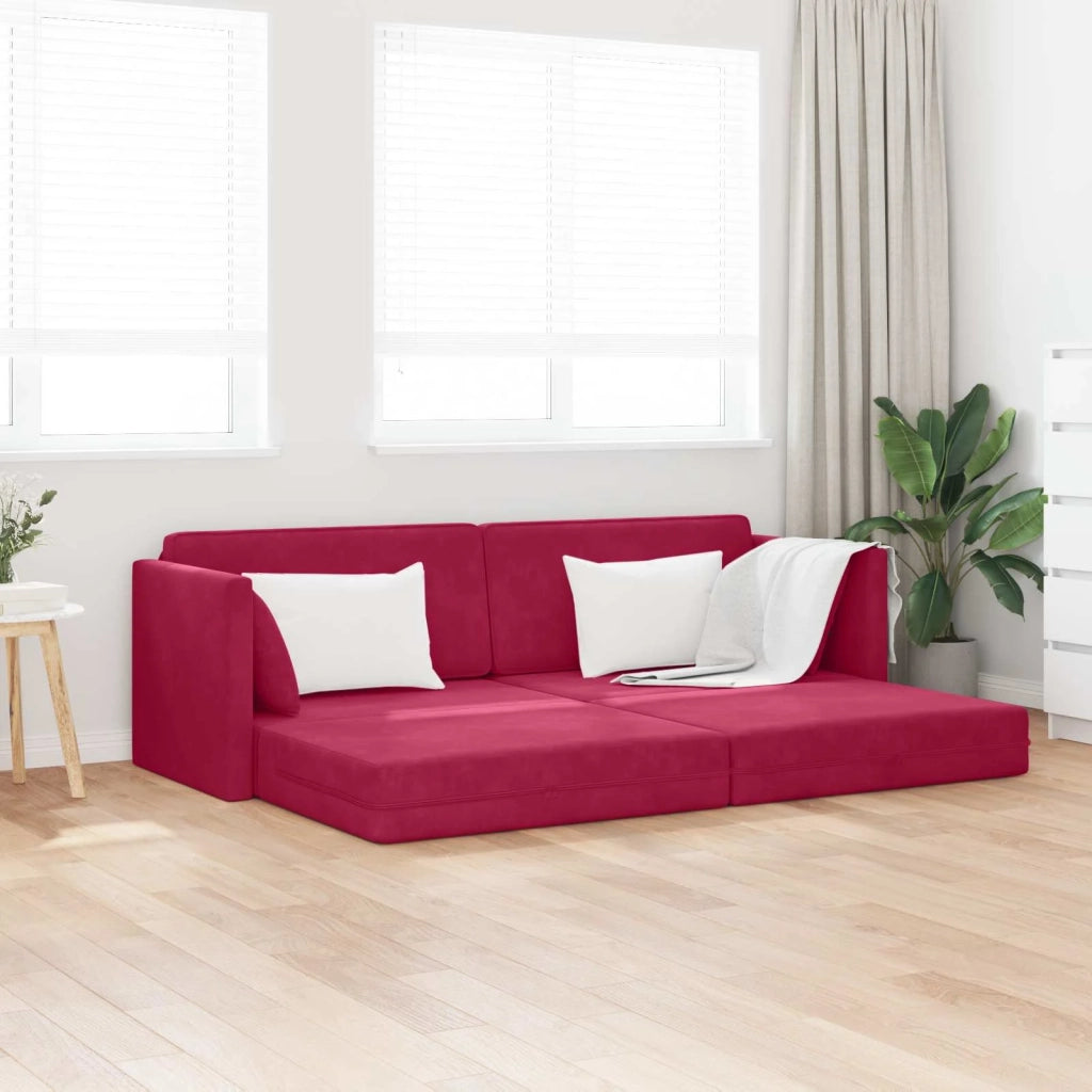 Divano-letto | Sof¨¤ letto | Letto singolo da pavimento Rosso Vino 213 x 70 x 77 cm Velluto